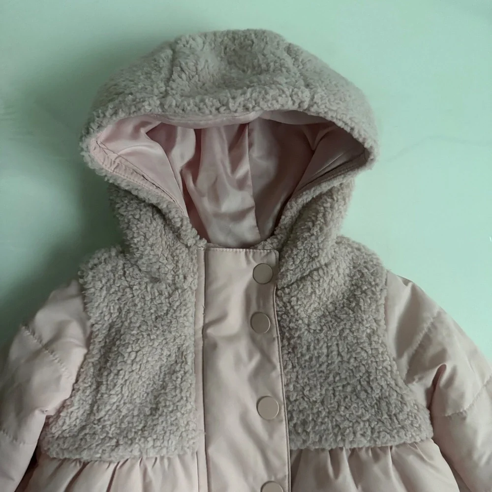 Janie‎ and Jack The Quilted Sherpa Coat in Peach Candy Size 6-12 Months NWT